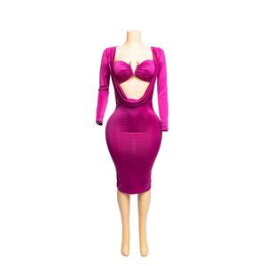 💎 Glamorous Draped Cutout Bodycon Dress – Sexy & Elegant